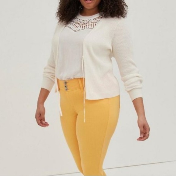 Torrid Women’s Cardigan 2X Cream Cotton Blend Rib Knit Classic Contemporary - Picture 3 of 10